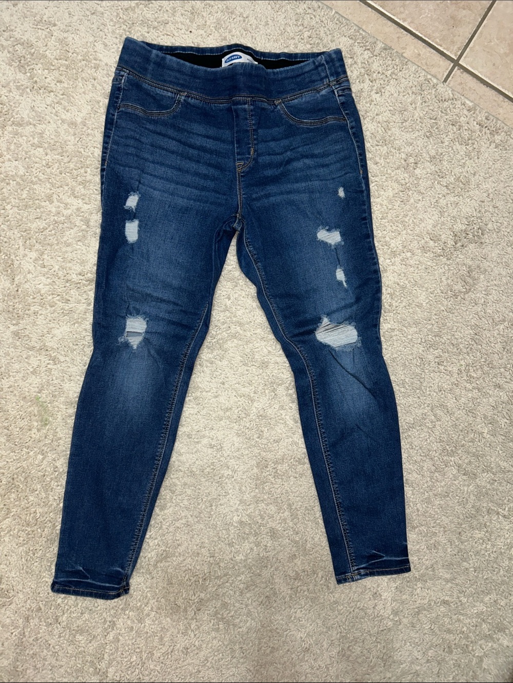 Old Navy Dark Blue Distressed Jeggings